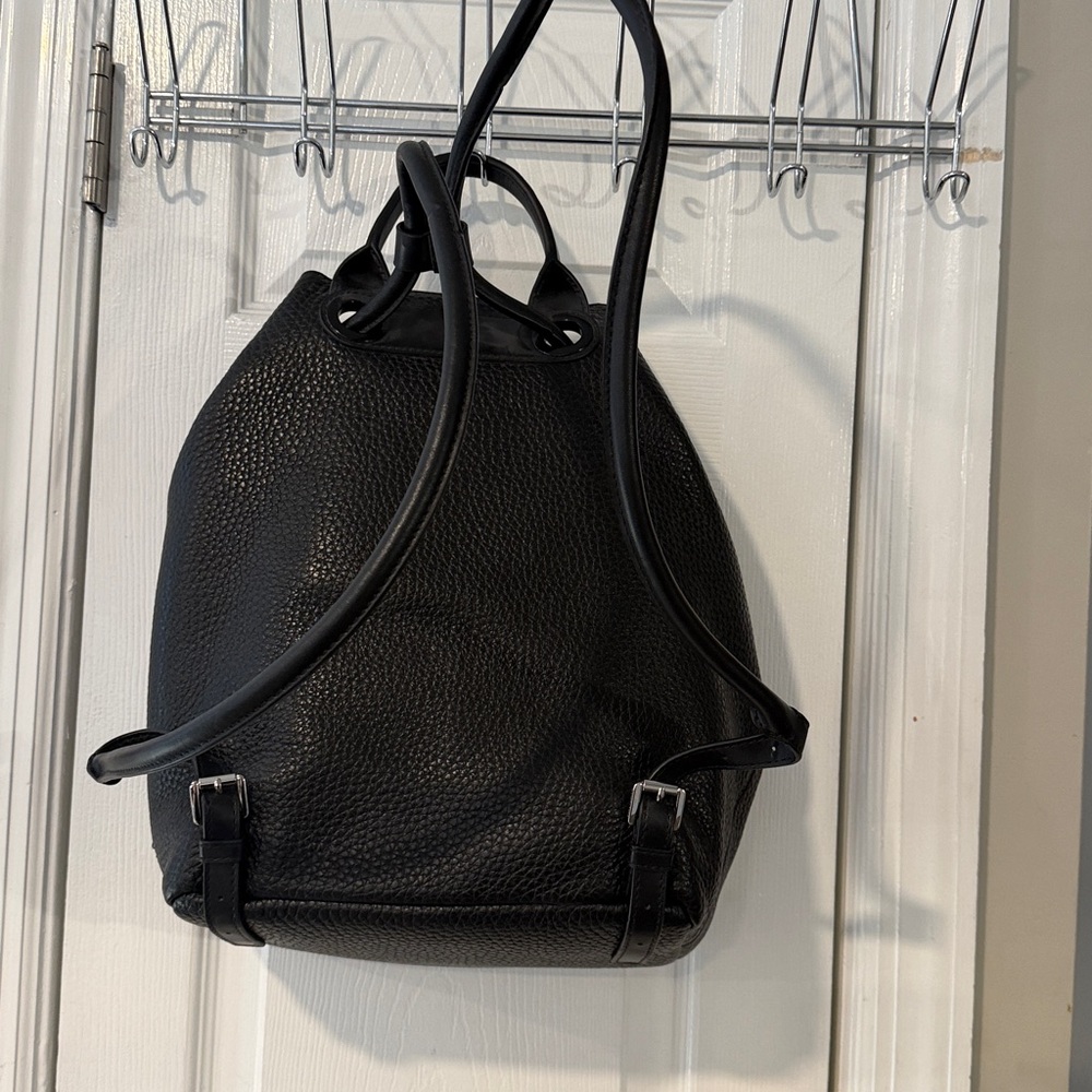 Michael Kors Black Dalia Pebbled Leather Drawstring Backpack - Picture 4 of 8